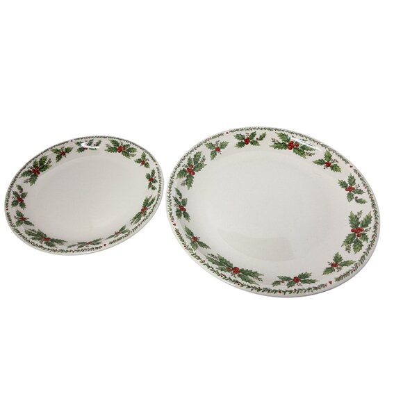Vintage 1980's Set of 4 Ciera Fine Dinnerware Christmas Holly Berries Dinner,Des - Picture 8 of 9